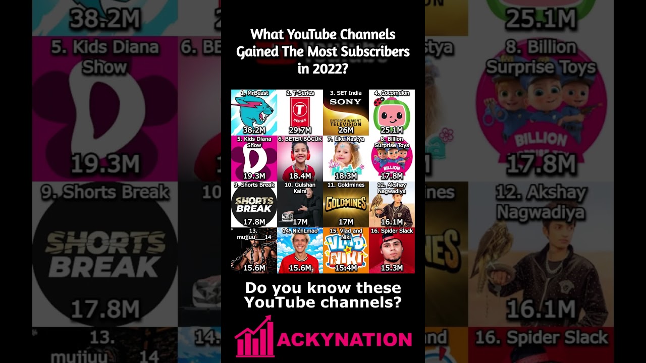 What YouTube Channels Gained The Most Subscribers in 2022?