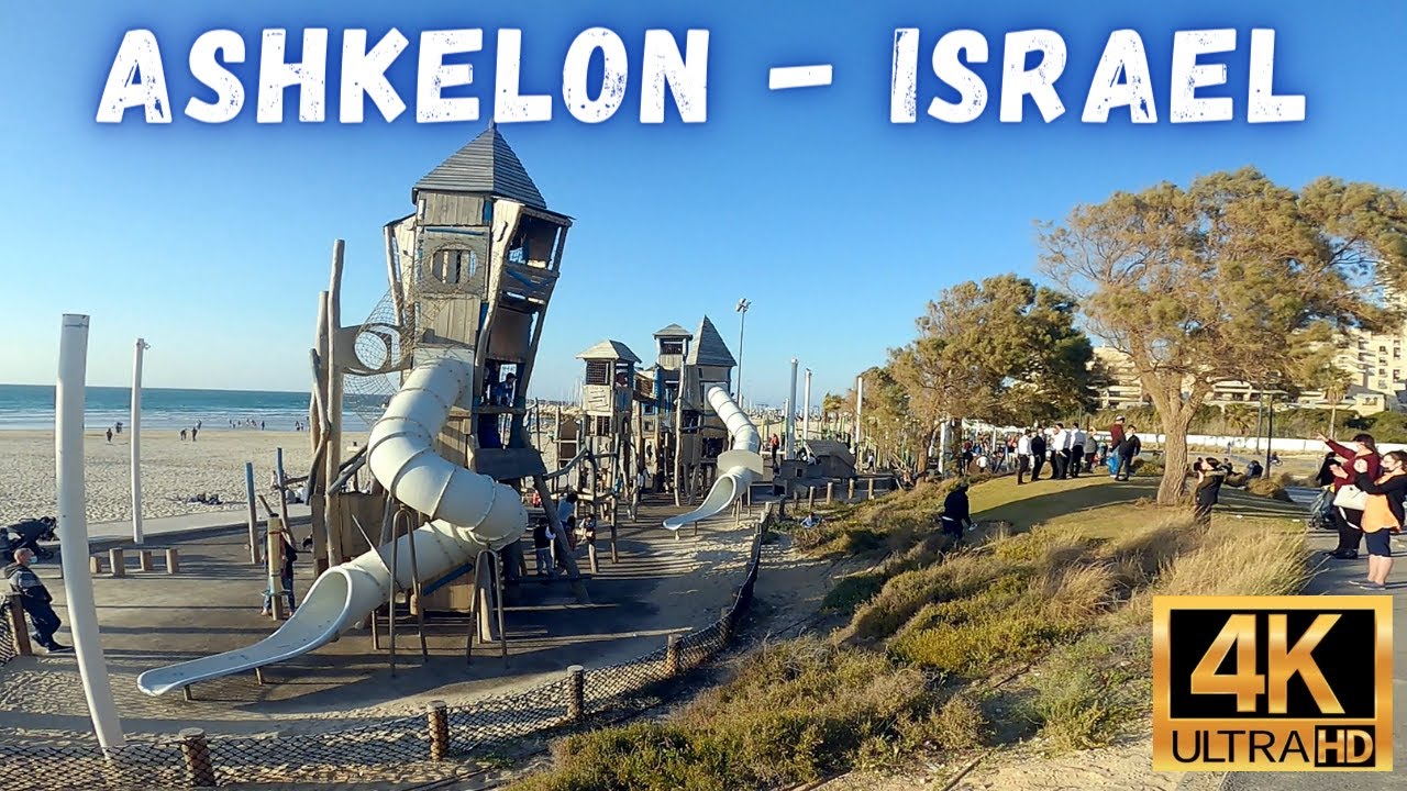 Virtual Relaxing Walker in Ashkelon Beach Promenade 4K | טיול וירטואלי באשקלון