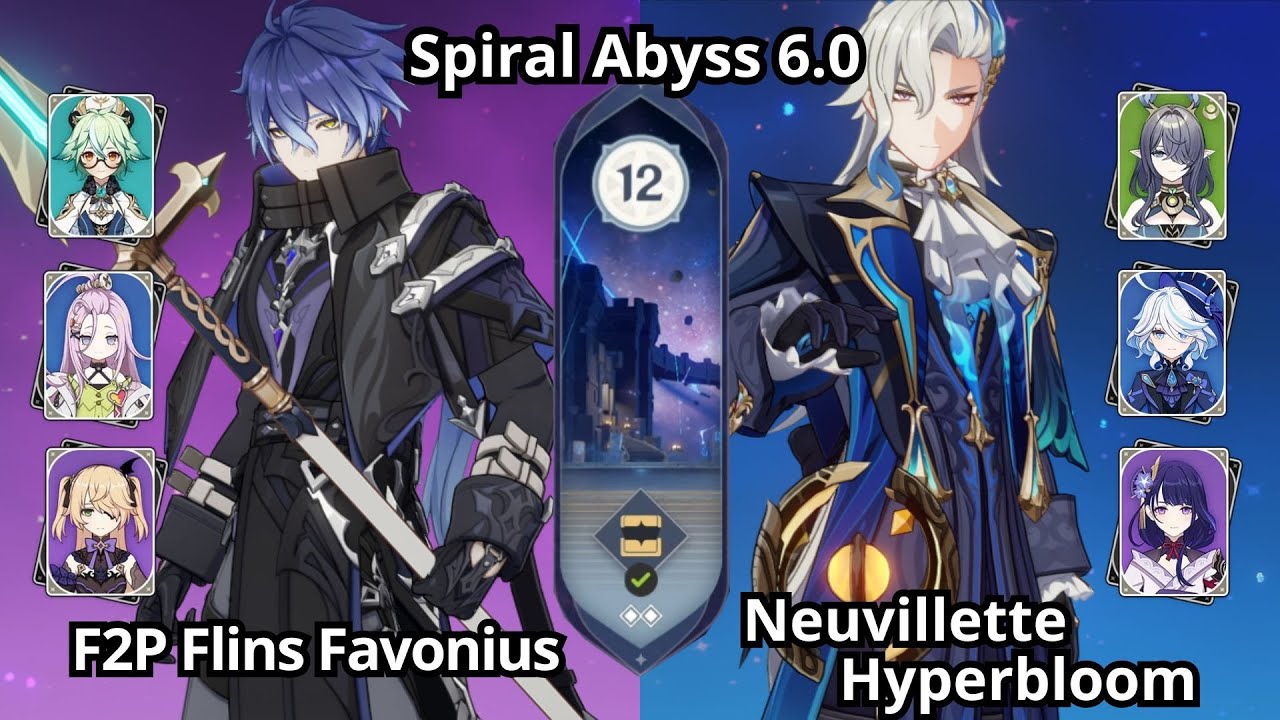F2P C0 Flins Favonius & C0 Neuvillette Hyperbloom - Spiral Abyss Floor 12 Genshin Impact 6.0