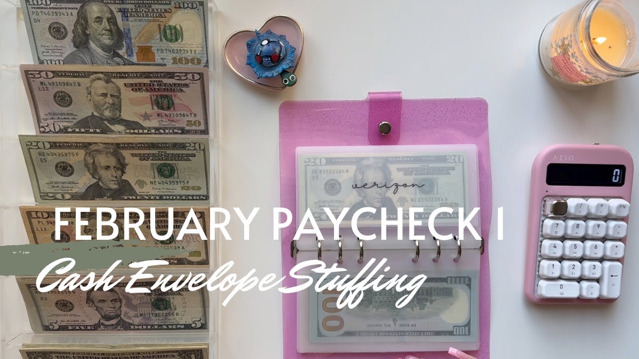 February 2024 Budget | Cash Envelope and Sinking Fund Stuffing | Paycheck 1 | 24 Year Old Budgeter