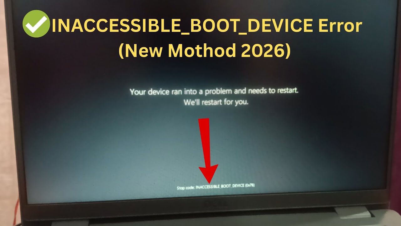 ✅Fix -INACCESSIBLE_BOOT_DEVICE Error on Windows 11 - Device Ran Into a Problem and Needs to Restart