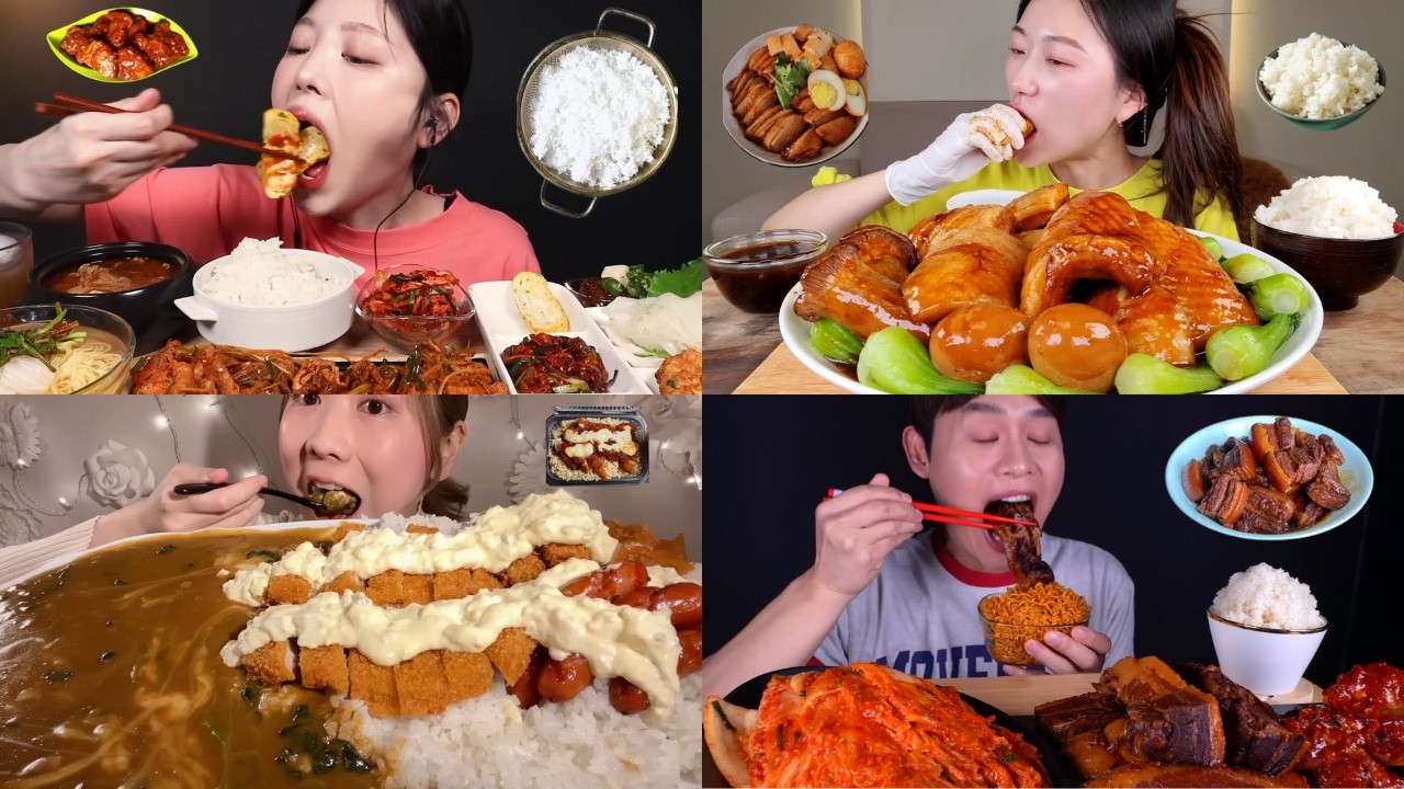 Ultimate Korean Mukbang Mega Feast 🔥 Spicy, Crispy & Saucy Eating Show!
