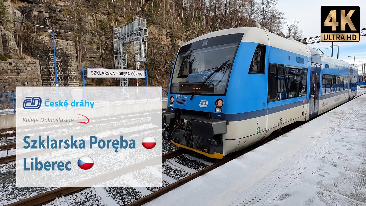 Train trip in Sudeten Mountains from Szklarska Poręba  🇵🇱 to Liberec 🇨🇿 in 4K.