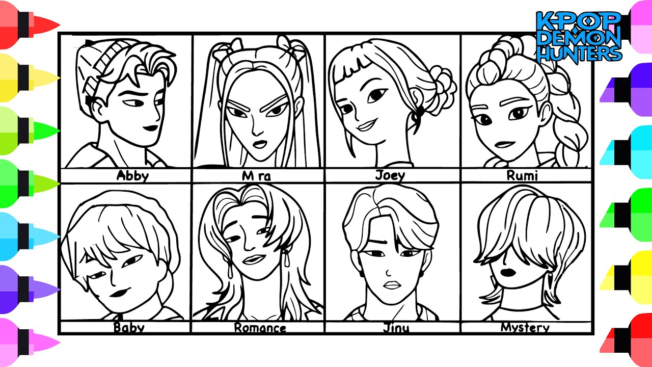 KPop Demon Hunters Coloring Pages / How to Color Girls Rumi, Mira, Zoey from HUNTRIX / all character