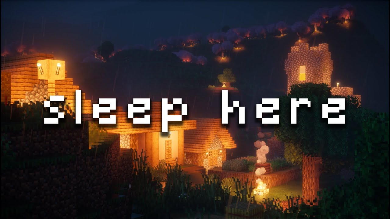 🌙 go to bed now 🌧️ Rainy Night in a Minecraft Village (Minecraft ASMR, Music, Deep Sleep)