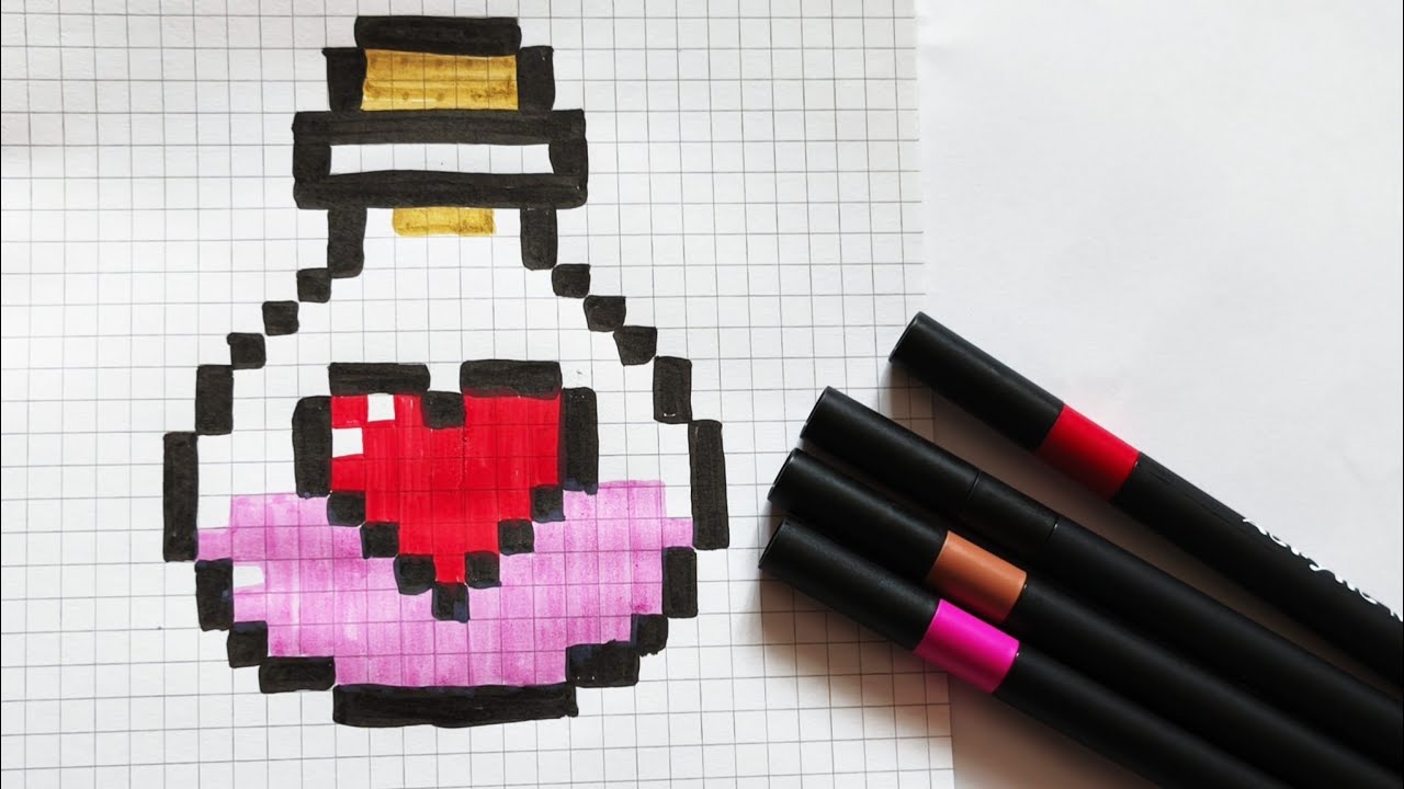 Minecraft Love Potion Pixel Art ❤️ Піксельне зілля кохання з Minecraft ❤️ Малюнок по клітинках