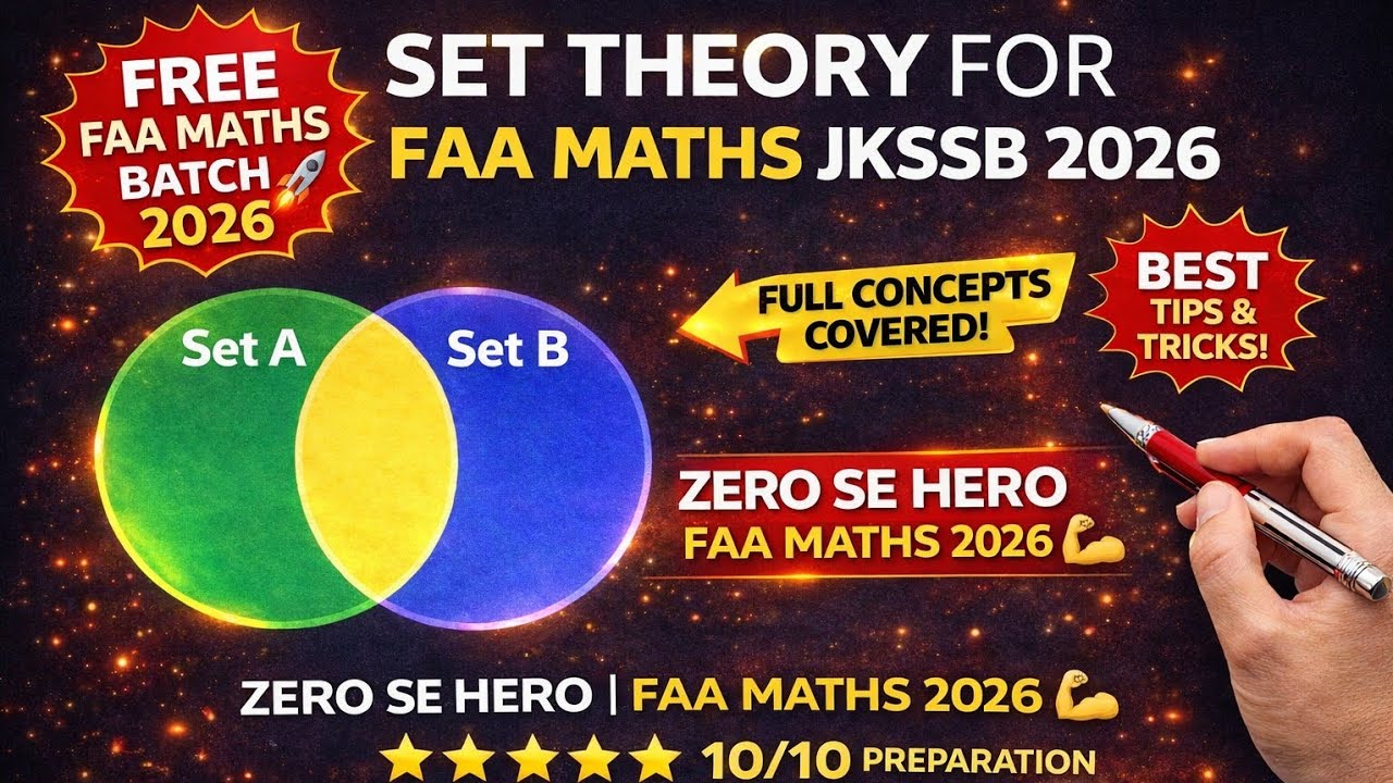 Representation of Sets | JKSSB FAA Maths | Lecture 2 | Don’t Miss This 🚀