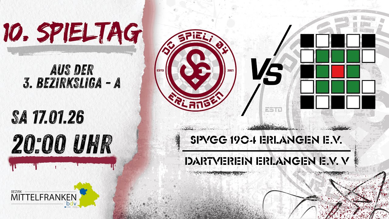 SpVgg 1904 Erlangen e. V. vs. Dartverein Erlangen e.V. V - 10. Spieltag aus der 3. Bezirksliga - A