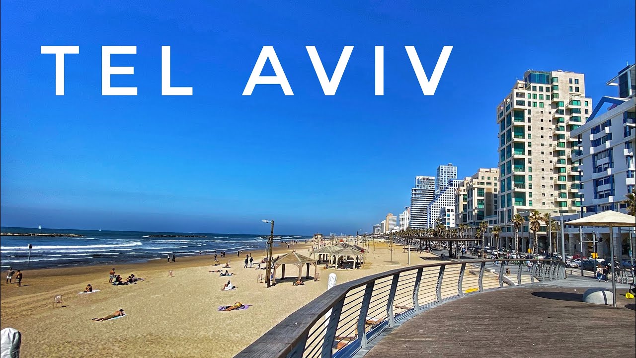 TEL AVIV: DYNAMIC and Beautiful CITY LIFE! Walk in TEL AVIV near BEACH