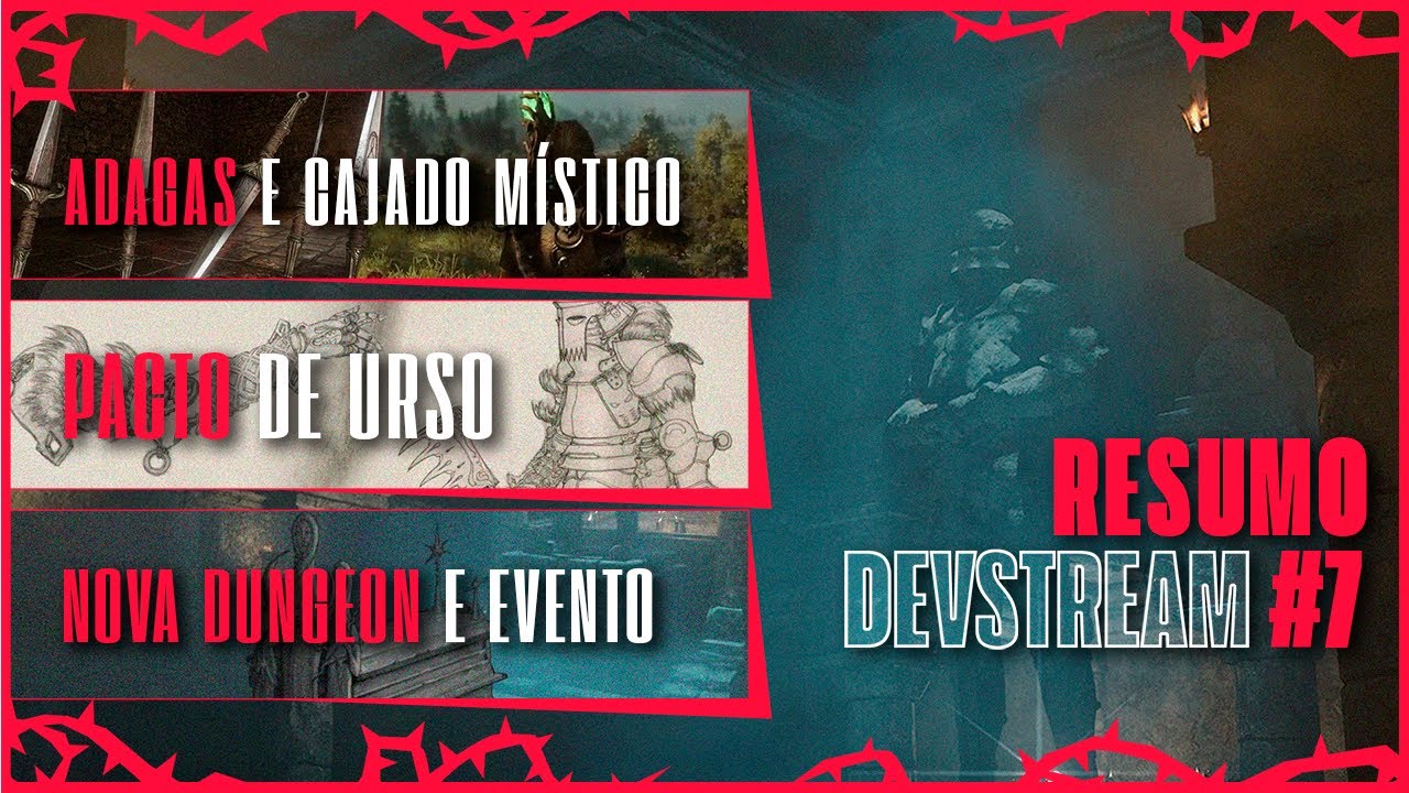 Adagas, cajado místico, pacto de urso, nova dungeon e evento – Devstream #7