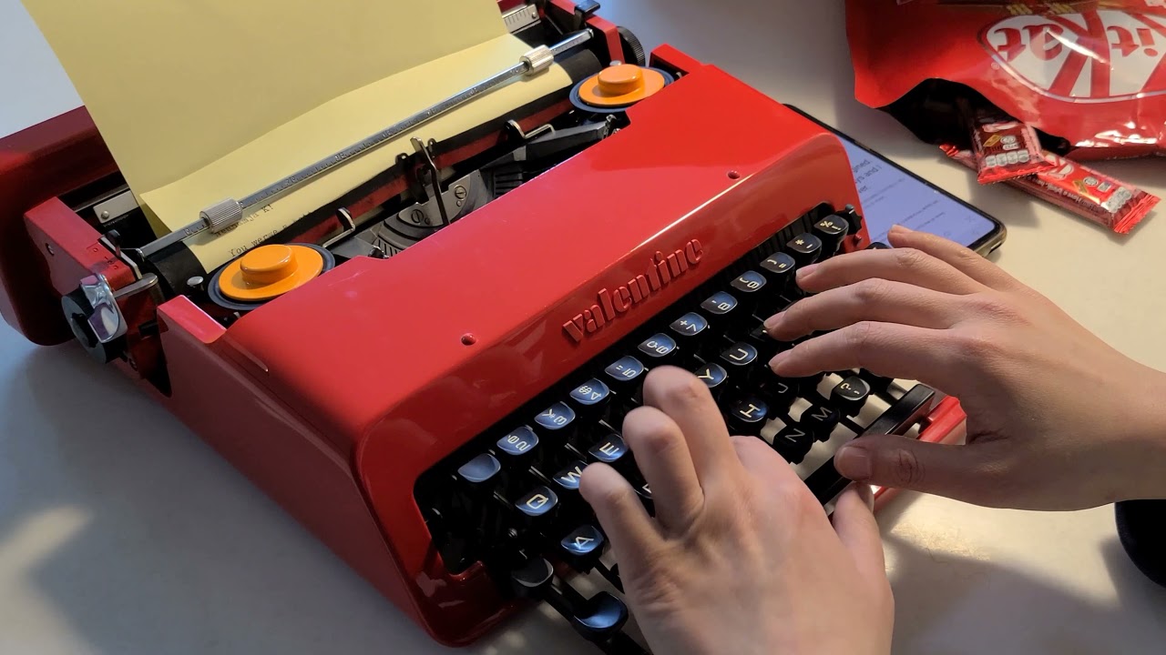 typed Olivetti Valentine typewriter  in Valentine's Day.