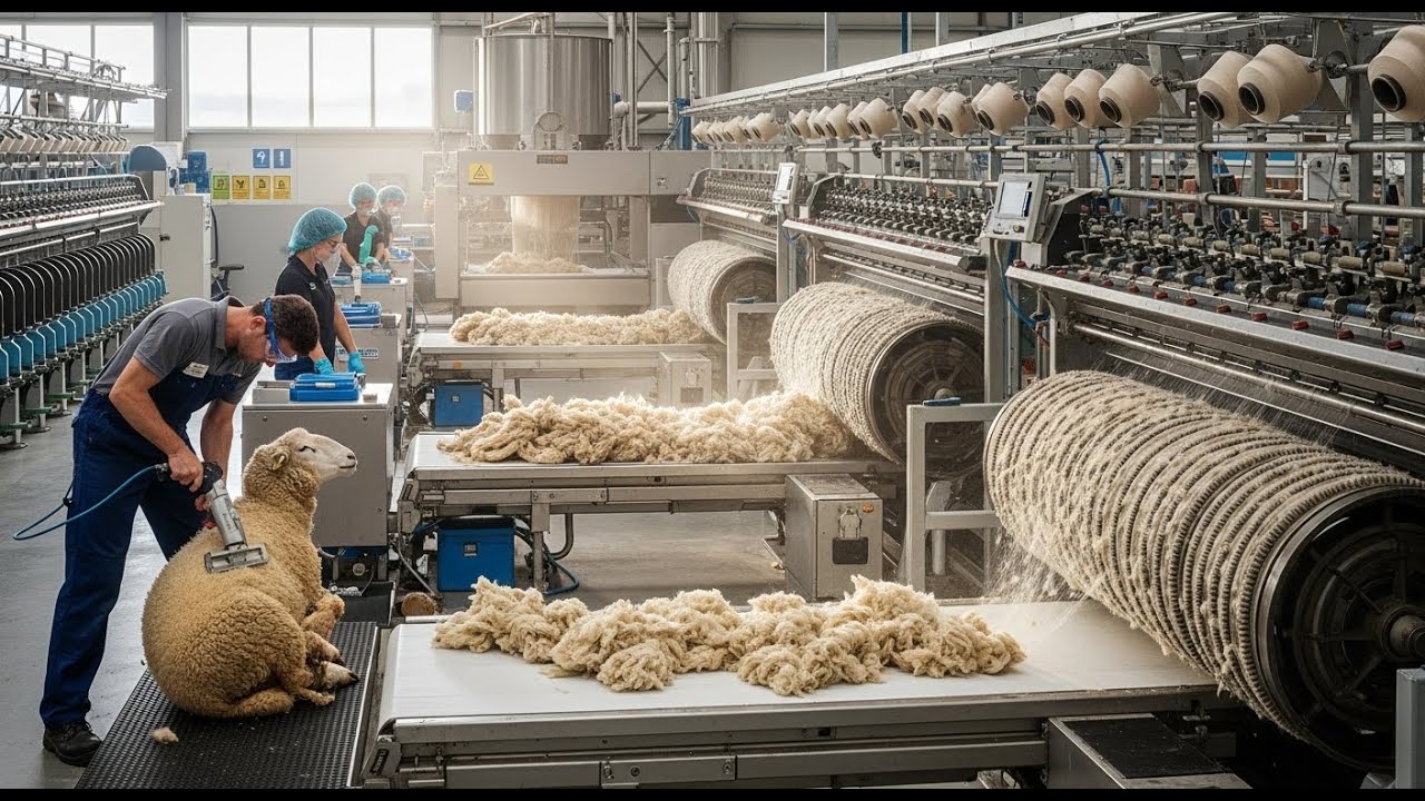Inside Factory How Wool Is Harvested Modern Sheep Shearing & Processing Mill (Full Factory Process)