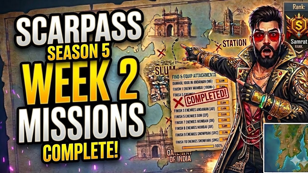 Scarfall 2.0 Scarpass Season 5 Week 2 Mission Explained| Scarpass Week 2 All Mission Complete 💯🔥