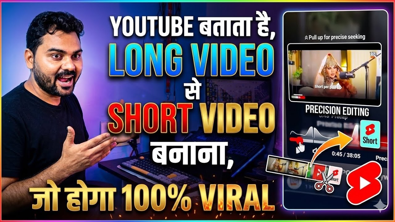 YOUTUBE LONG VIDEO से SHORT VIDEO कैसे बनाएं, 100% VIRAL होगा | Long Video to Shorts Tutorial Hindi