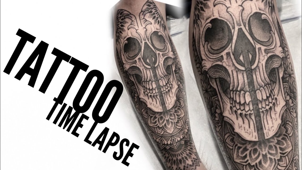 SKULL TATTOO & GEOMETRIC [TATTOO TIME LAPSE]