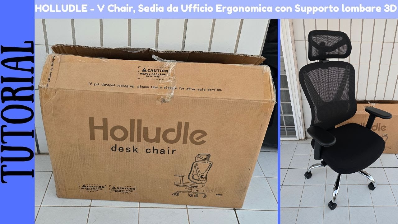 TUTORIAL - Montaggio HOLLUDLE V Sedia Ergonomica Nera da Casa e Ufficio con Supporto lombare 3D ✨🪑