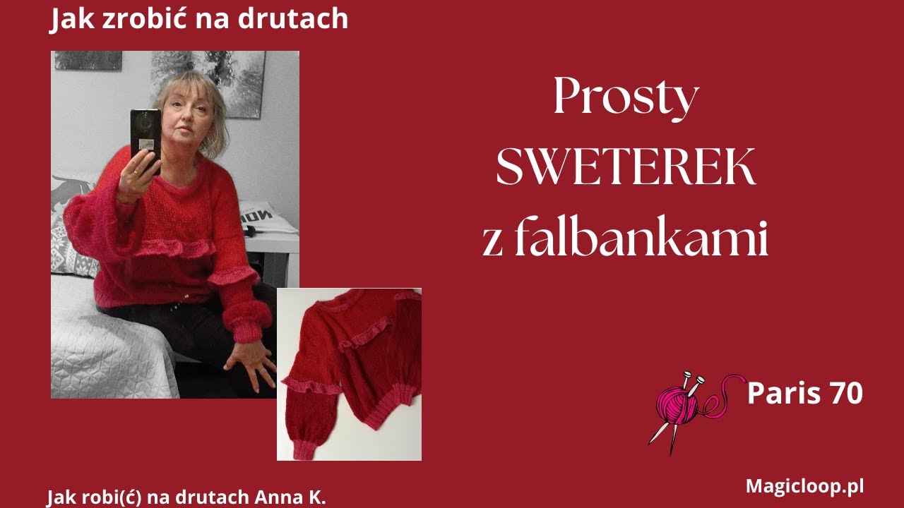 Jak zrobić na drutach prosty sweterek z falbankami 