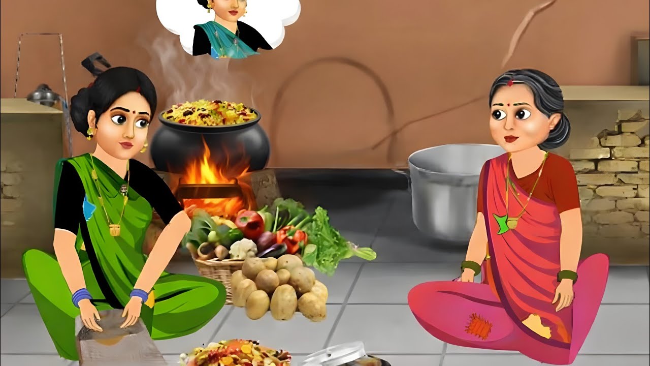 तीन जुगाड़ू बहुओं की स्पेशल मिक्स वेज बिरयानी | Hindi Cartoon saas bahu  stories  @SRTVCartoon