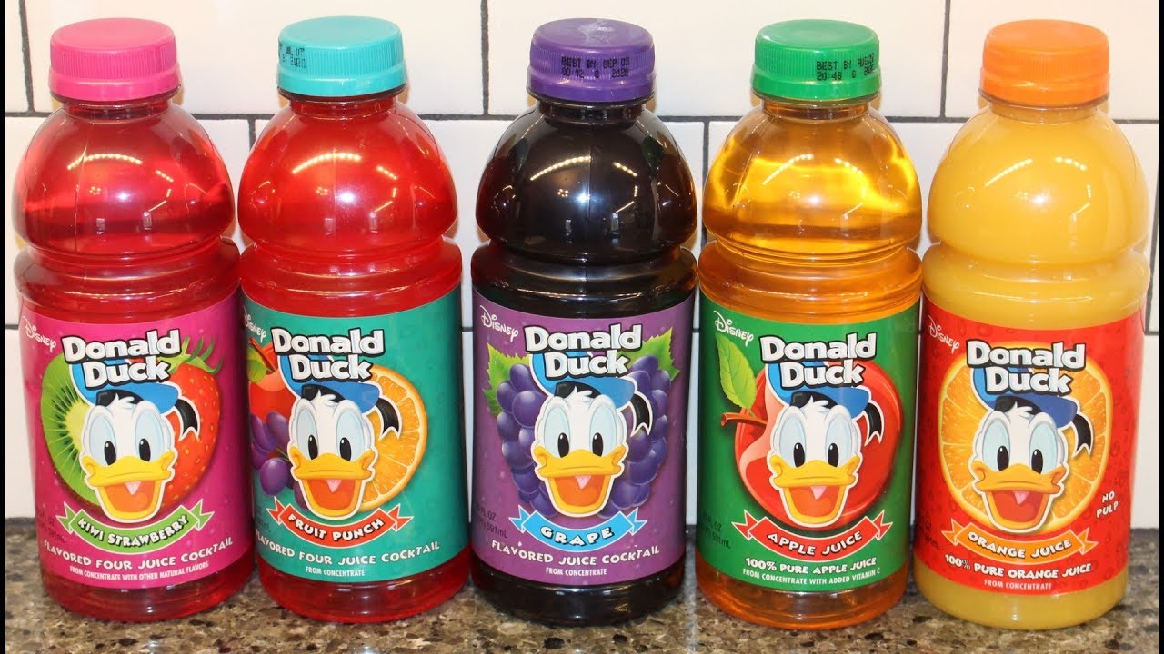 Обзор сока Disney Donald Duck: киви-клубника, фруктовый пунш, виноград, яблочный сок и апельсинов...