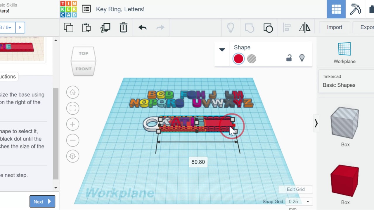 Keyring, Letters! on Tinkercad
