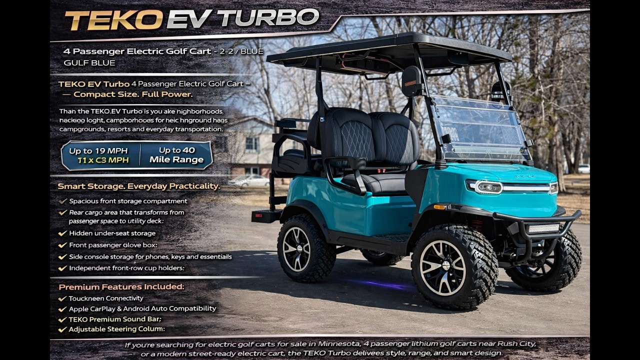 2026 Teko EV Turbo For Sale Minnesota - Gulf Blue Edition walk around