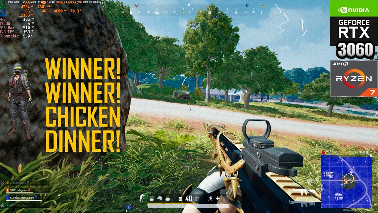 PUBG : RTX 3060 12 GB + Ryzen 7 5700X + 32GB RAM : WWCD