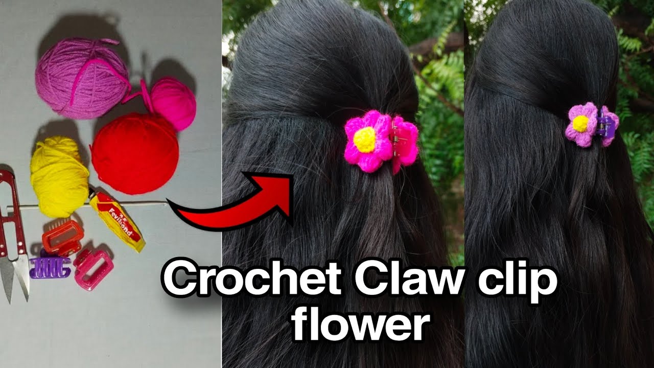 Crochet Flower Claw Clip | Easy DIY Hair Accessory Tutorial🌸 ✨ #crocheting #yt #handmade 