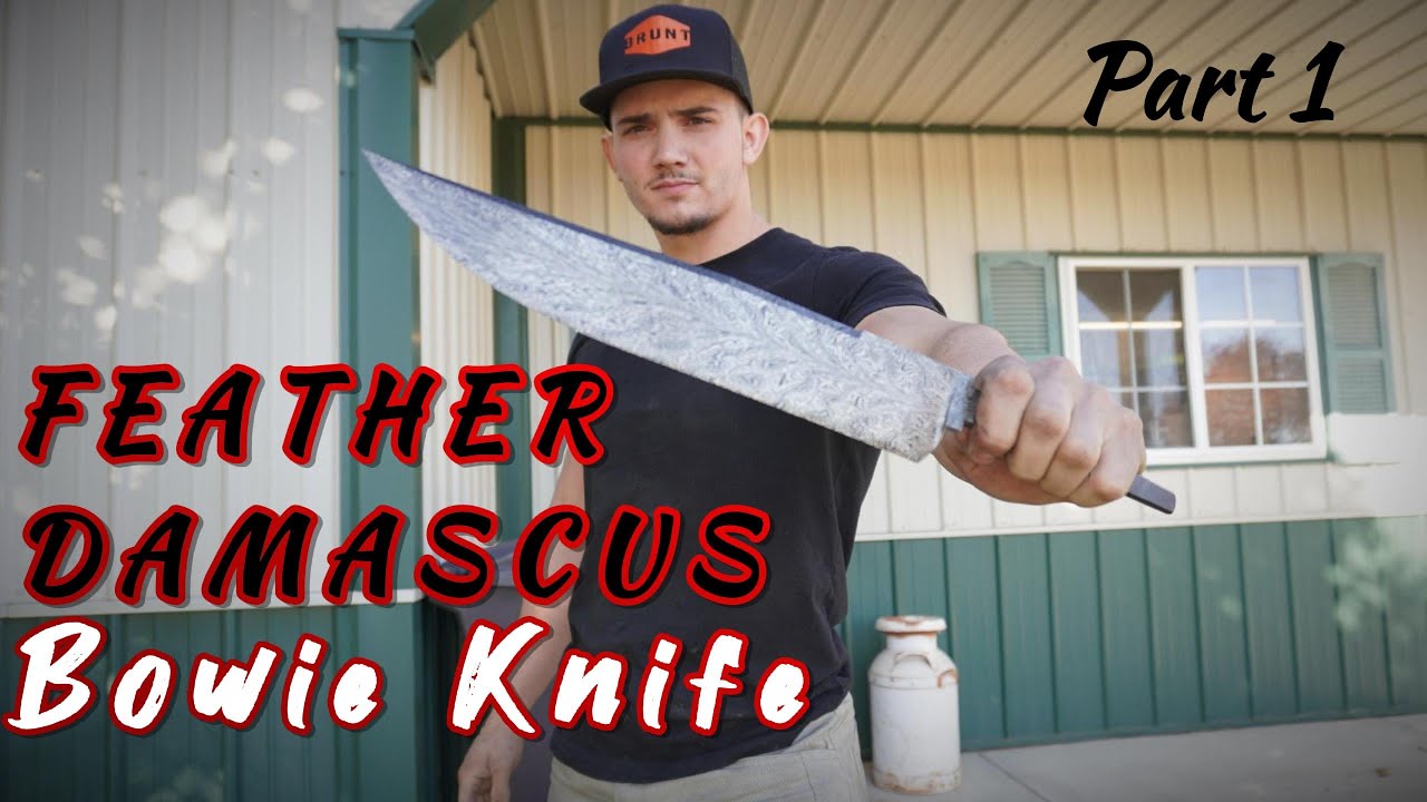 Making a Complex Feather Damascus Bowie Knife!