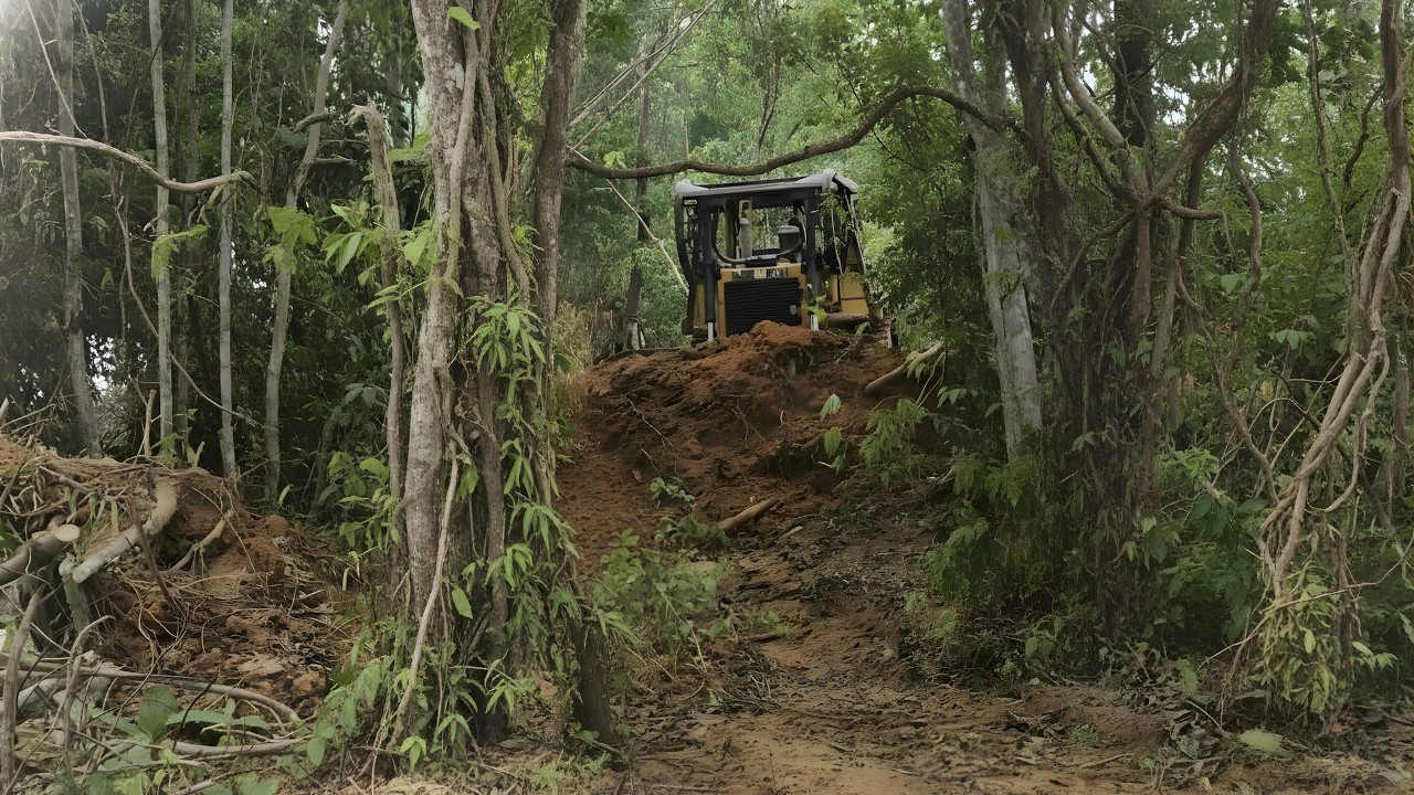 See How an Old D6R Bulldozer Cleared a Forest Path Easily