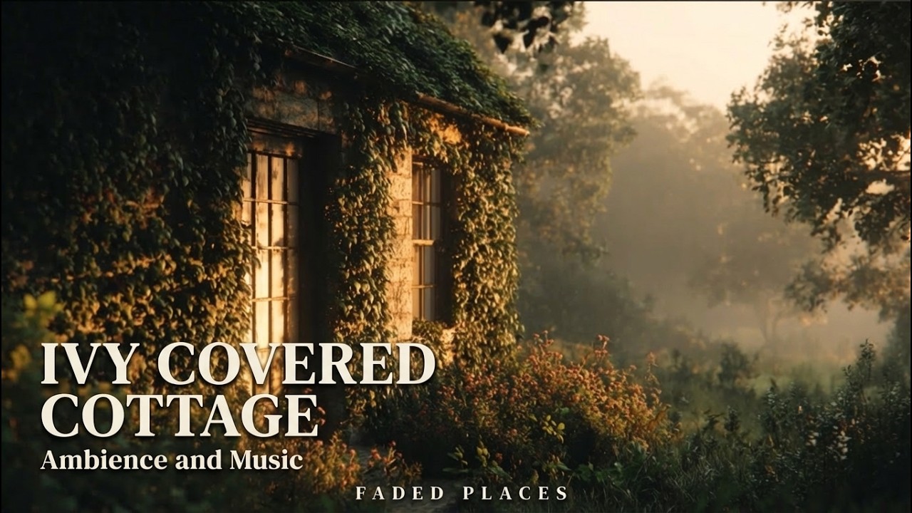 Ivy Covered Cottage Ambience and Music | gentle piano, birdsong and warm golden light through the...