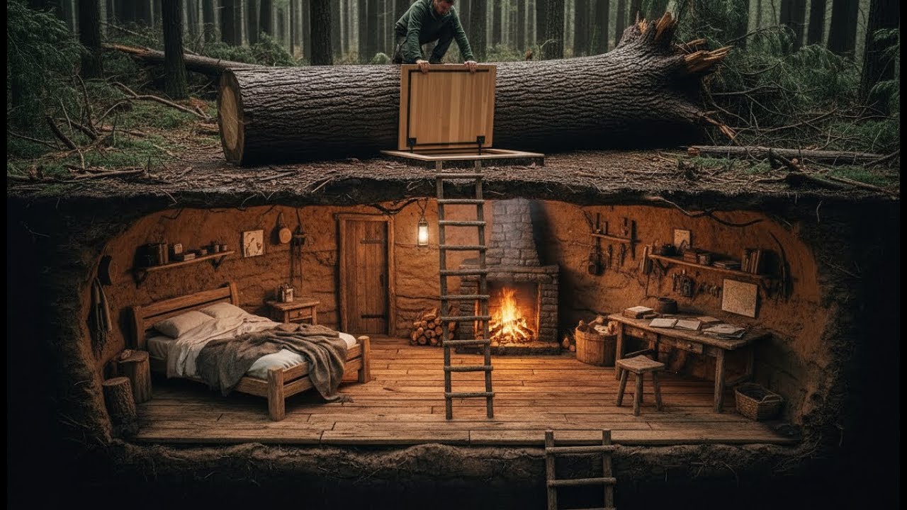The Underground Shelter Project | Building a Hidden Base Between Two Trees