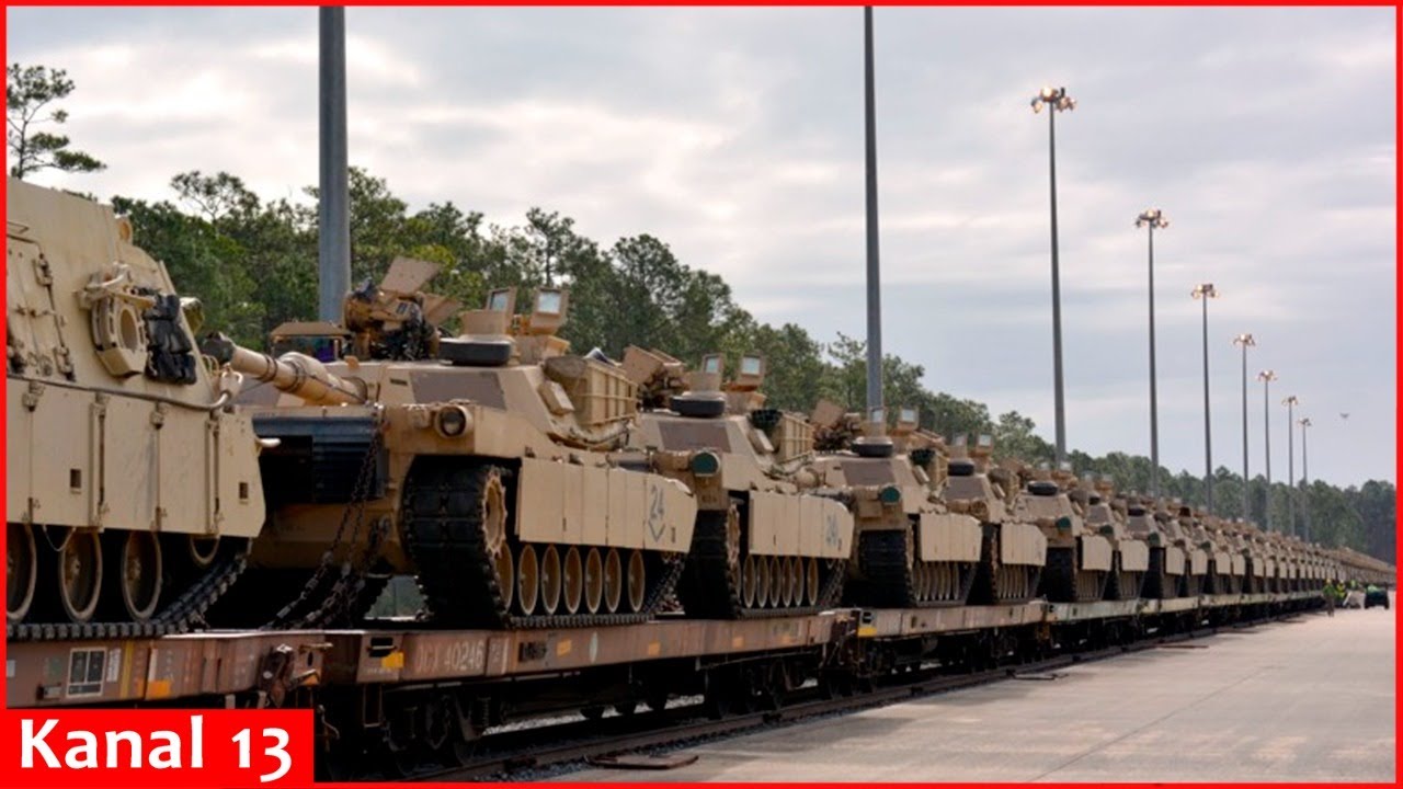 Leopard 2A6 tanks and Marder 1A5 combat vehicles moving from Poland to Ukraine