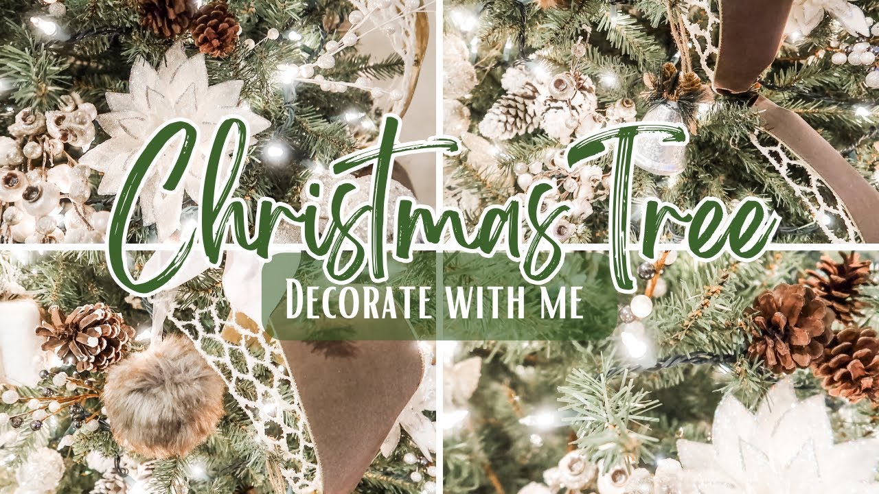 CHRISTMAS TREE DECORATE W/ ME 2023 || NEUTRAL CHRISTMAS || PEACEFUL, SNOWY CHRISTMAS DECOR