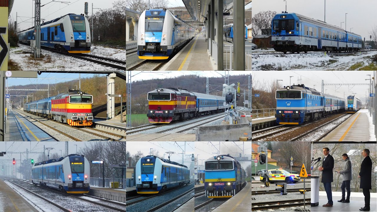 Přestup ve zmoderniz. Zastávce, chcíplé 843, dlouho zavřené přejezdy (i pro Fialu), 12/2024 - 1/2025
