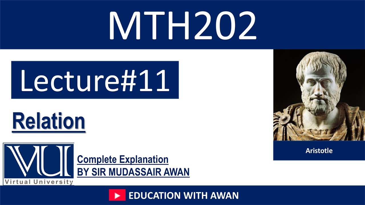 MTH 202 | Lecture 11 P1 | Relations | BS Math VU