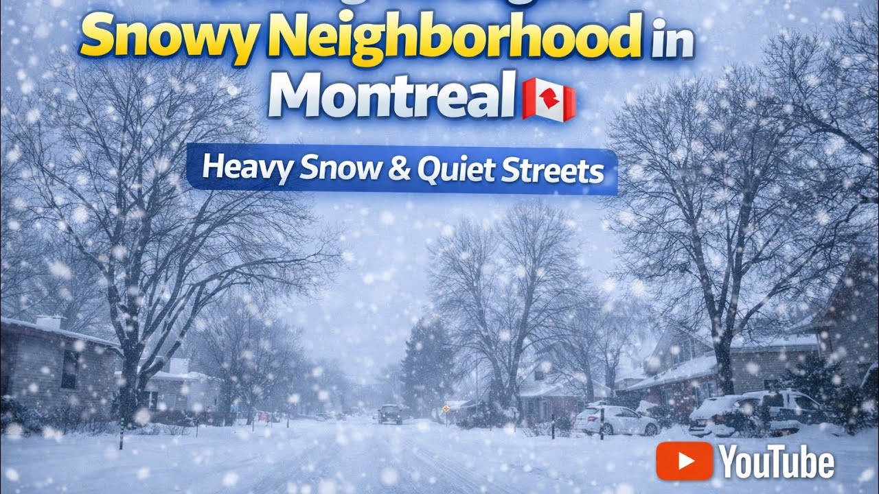 Driving Through a Snowy Neighborhood in Montreal ❄️ Heavy Snow & Quiet Streets