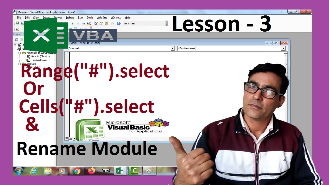 Difference between Cells and Range in Excel VBA lesson-3 | Change module name | Range or cells