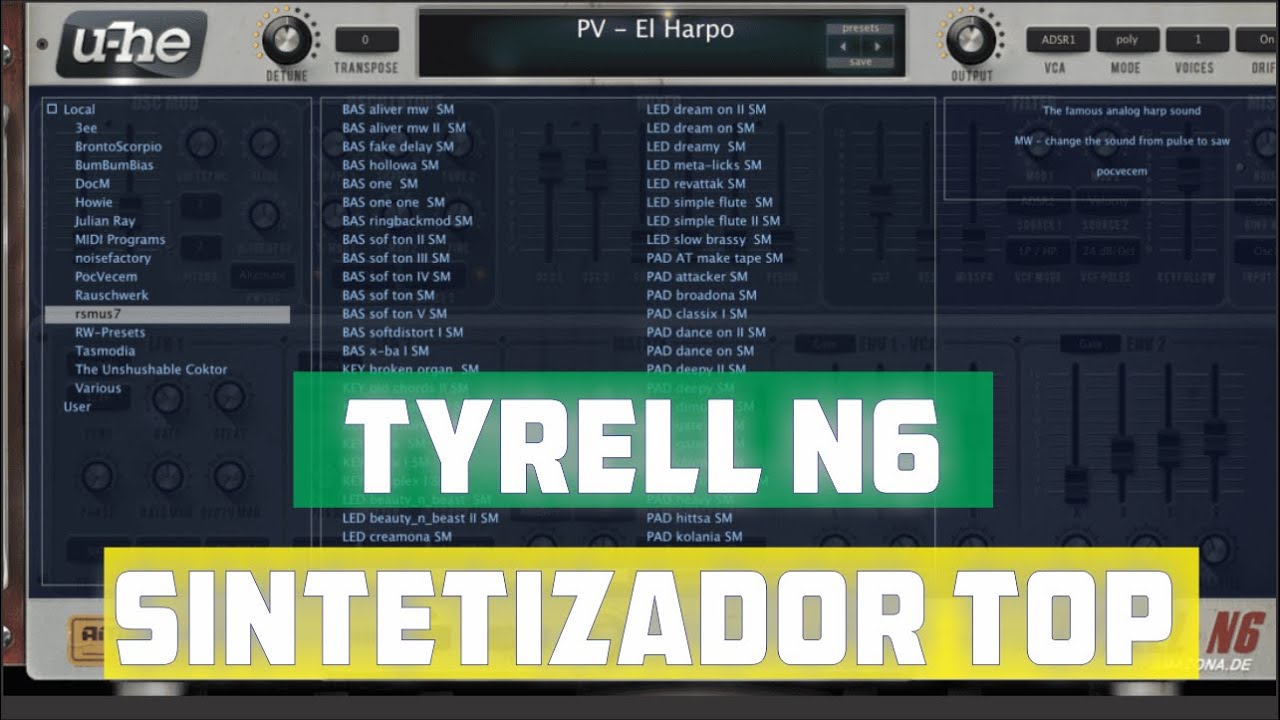 ÓTIMOS TIMBRES NESSE SINTETIZADOR TYRELL N6