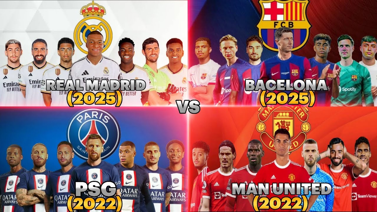 🐐💢GOAT VS💢🐐 Real Madrid 2025⚪🔥 vs Barcelona 2025 🔴🔵💎vs Manchester United 2022🔴💎 vs PSG 2022🔵💎