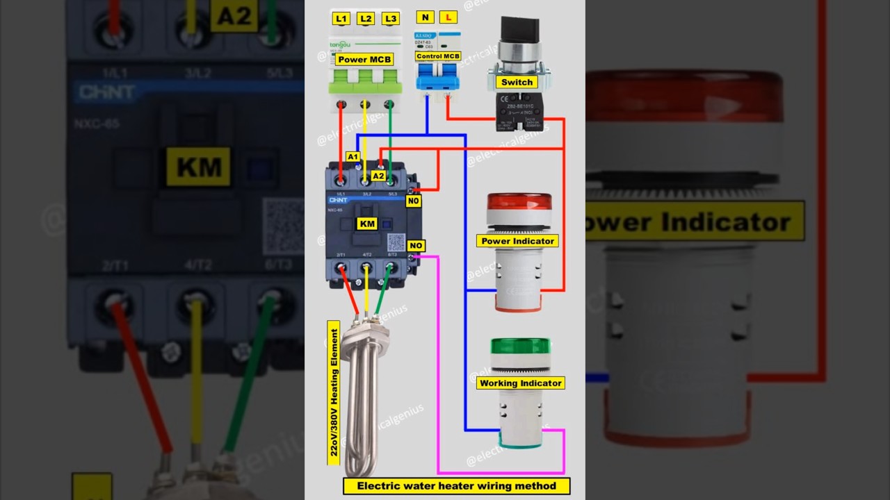 Electric Heating Rod Control Wiring | 3 phase water heater