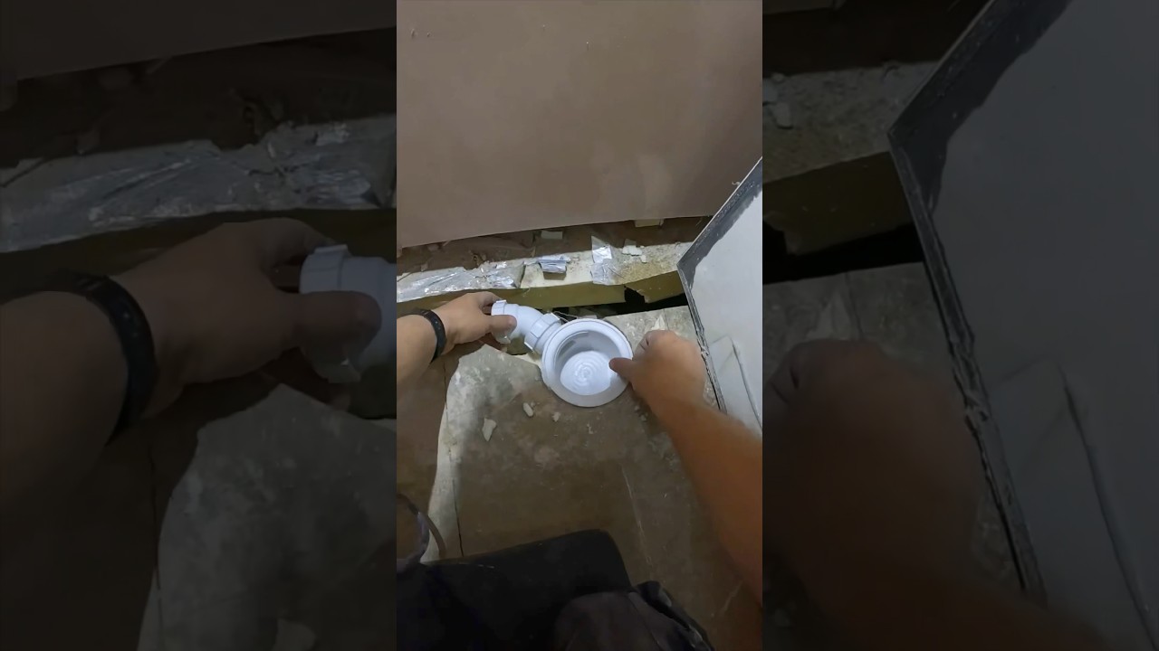 Shower tray trap first fix #diy #plumbing #howto #bathroom #subscribe #youtubeshorts