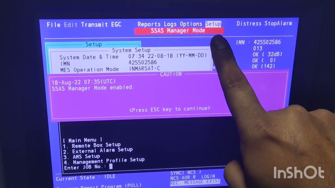 SSAS Test on Furuno Felcom18 Sat C