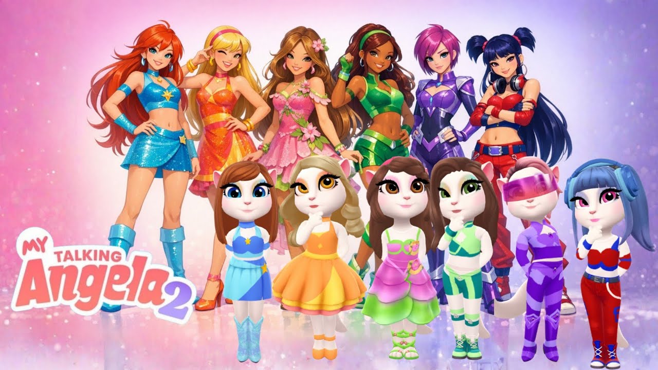 🧚‍♀️✨☀️🔥💧🌸🎶 Winx Club X My Talking Angela 2 | Cosplay Makeover | Dress Making