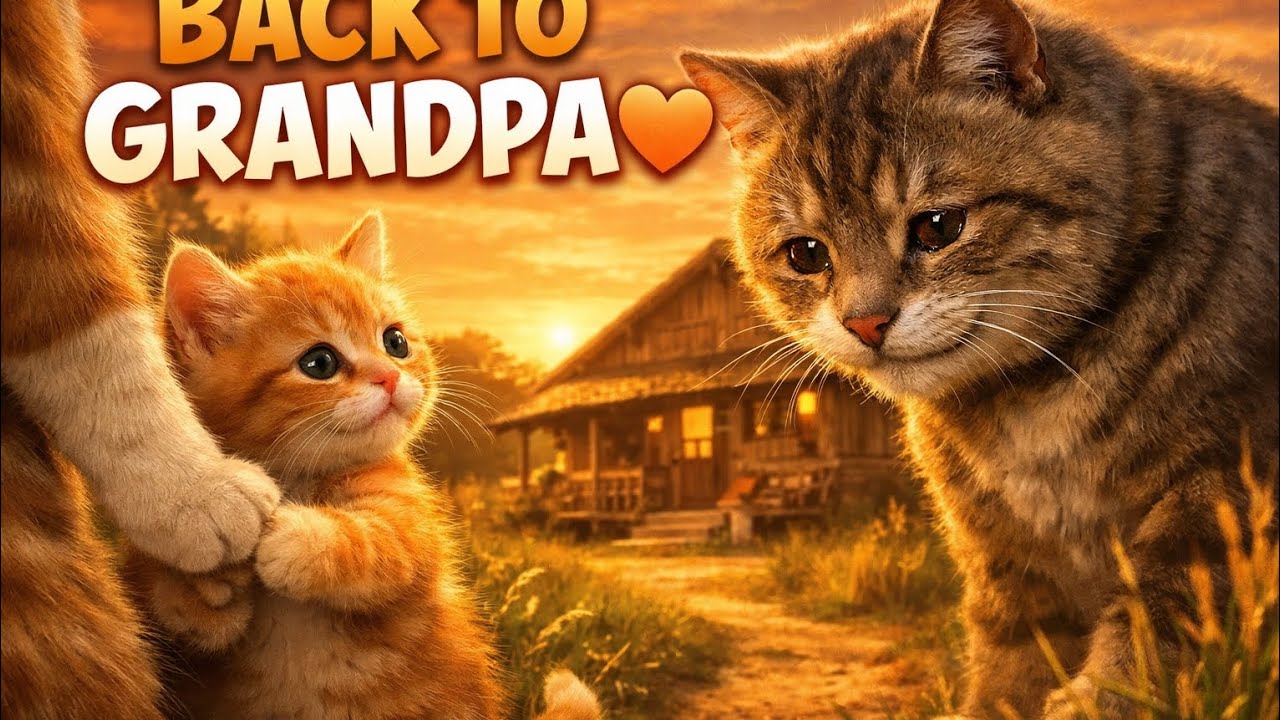 The First Visit: Ginger Kitten Meets Grandpa Cat in the Countryside