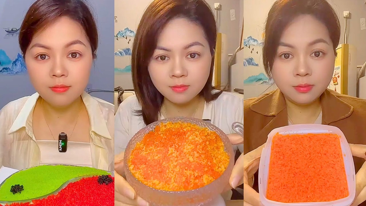 Orange Fish Roe Bowls with Red Roe and Green Sauce Base