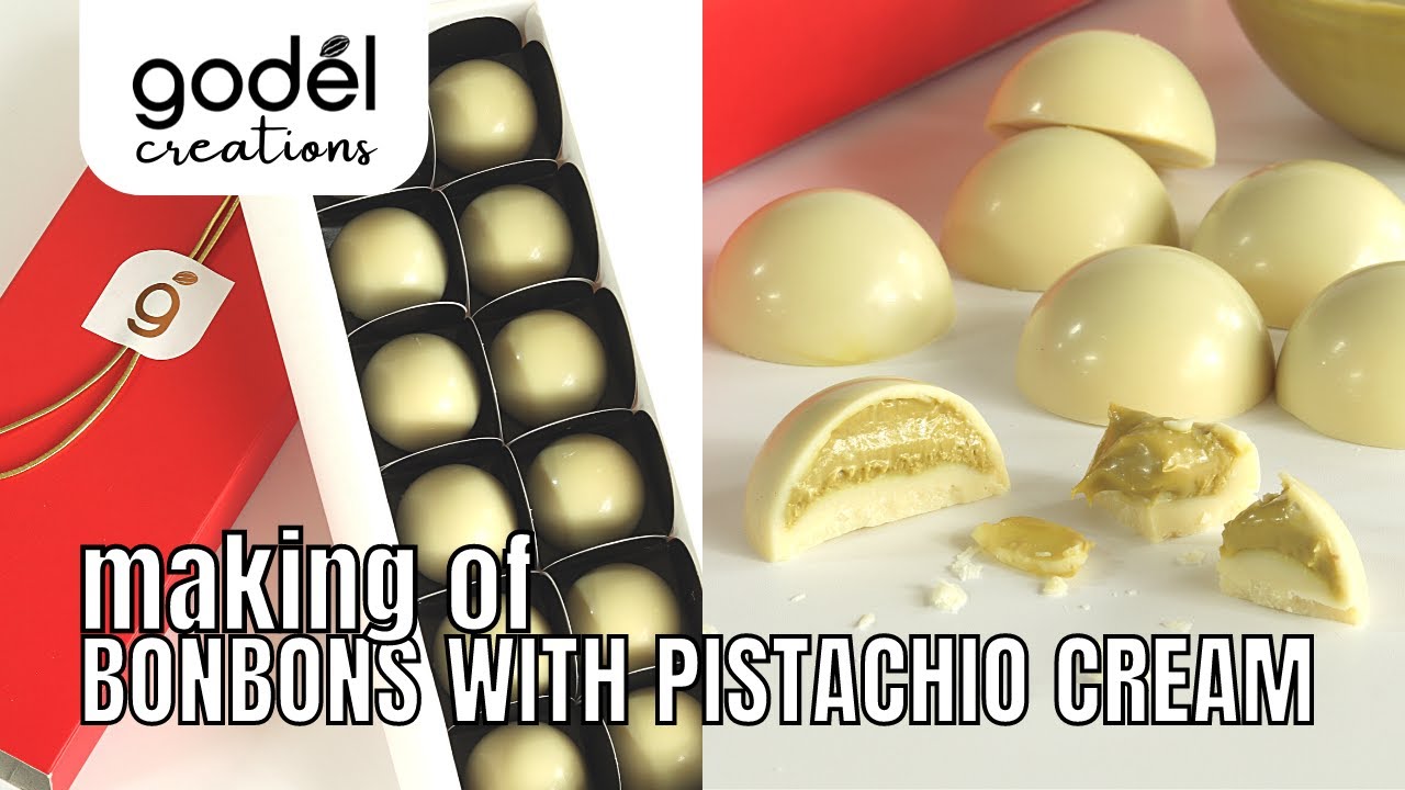 Making of White Chocolate Bonbons with Pistachio Cream by Godel Creations