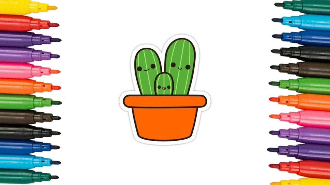 Vẽ v&agrave; t&ocirc; m&agrave;u c&acirc;y xương rồng #xươngrồng #vevatomau #xuhướng #kidsartcute #kidsvideo