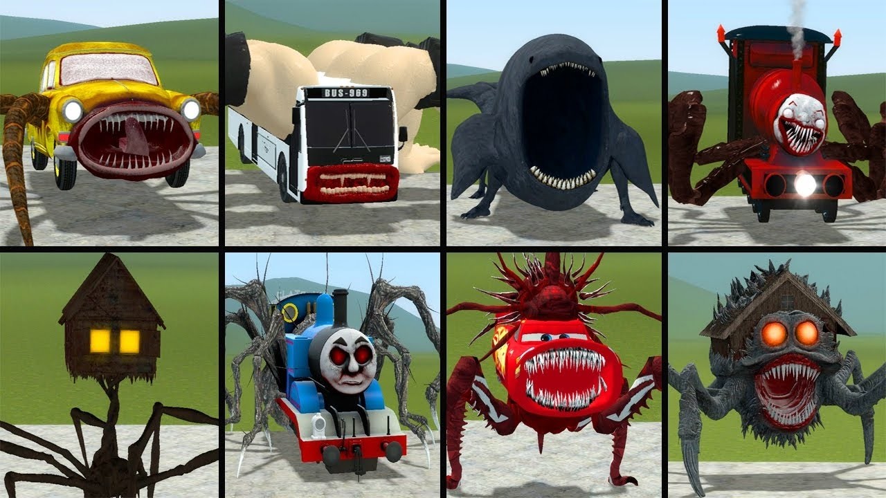OLD AND NEW UPDATE: CAR EATER, THE BLOOP, BUS EATER BUILDING, TRAIN EATER, HOUSE HEAD IN GMOD !!