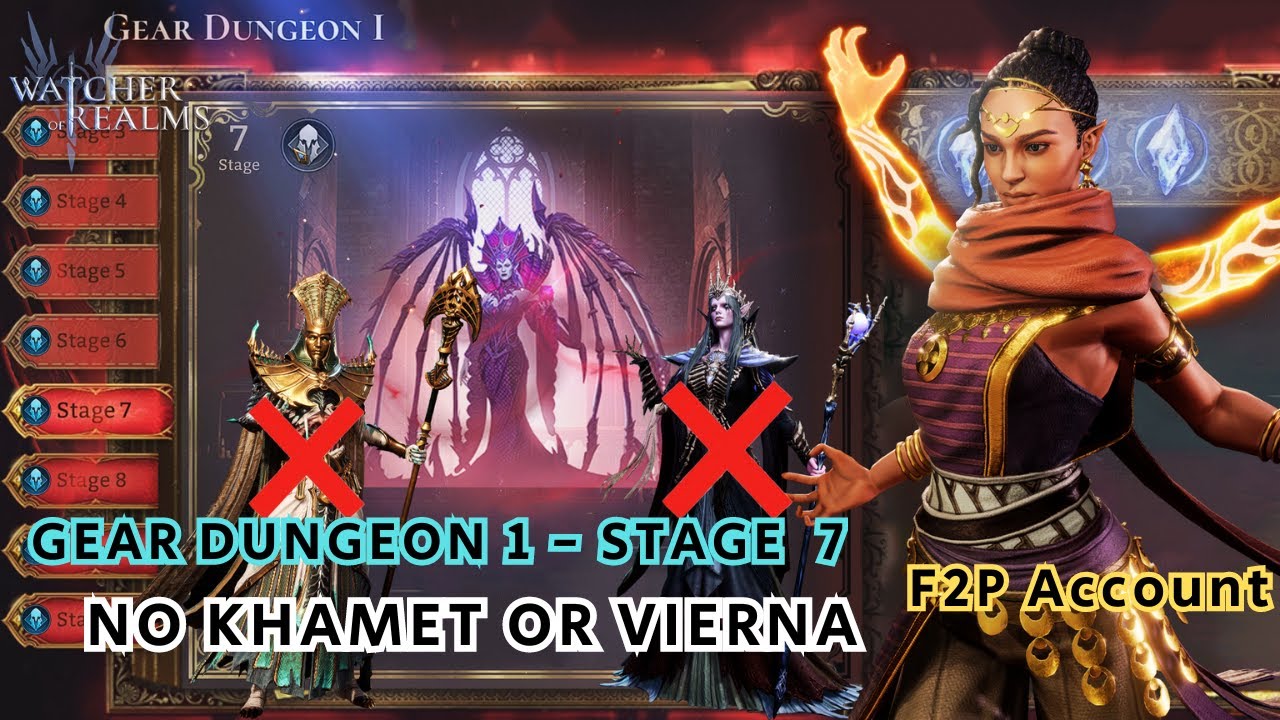 Watcher Of Realms| Gear Dungeon 1 Stage 7 With Soleil  [F2P Account]