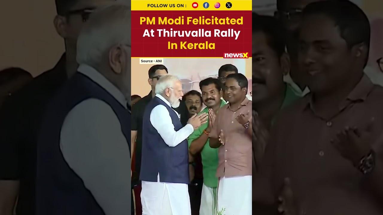 PM Narendra Modi Felicitated At Thiruvalla Rally In Kerala Ahead Of Elections | NewsX
